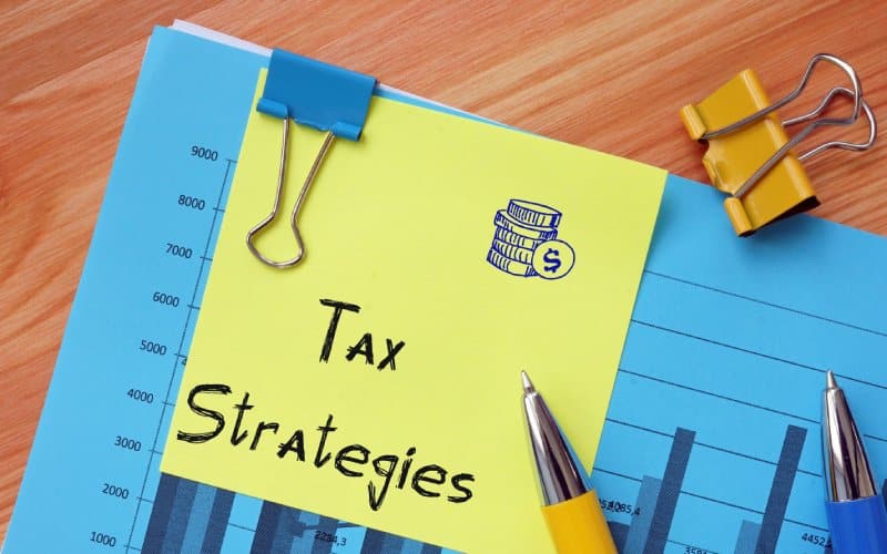 business concept tax strategies sign page