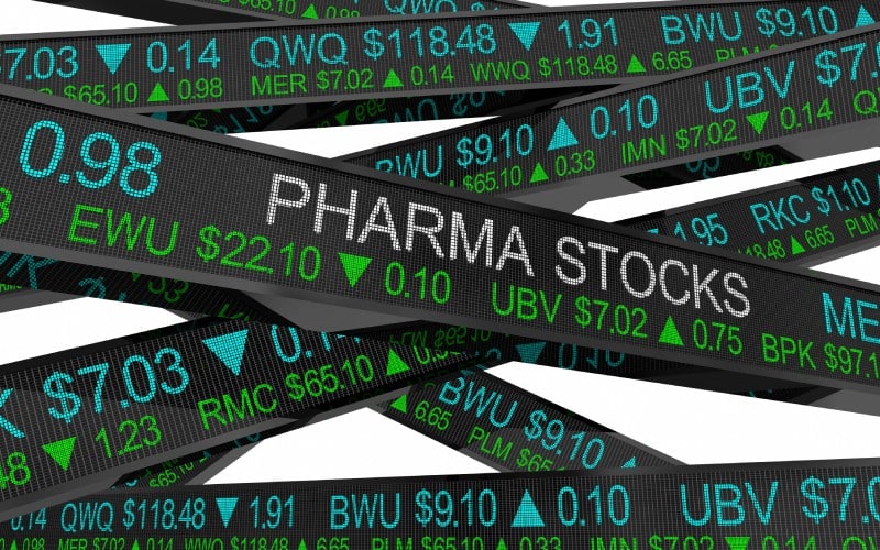 pharma stocks medical health-care-market ticker boxes illustration